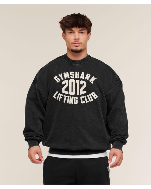 GYMSHARK Black 2012 Lifting Club Crew for men