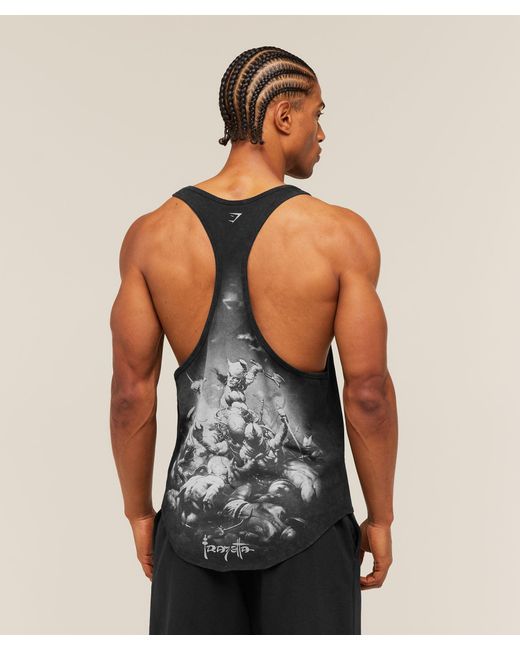 GYMSHARK Black X Frazetta Power Stringer for men