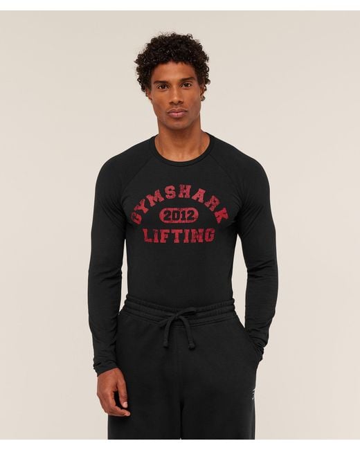 GYMSHARK Black Lifting Long Sleeve T-Shirt for men