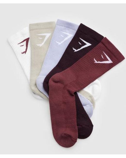 GYMSHARK Purple Crew Socks 5Pk
