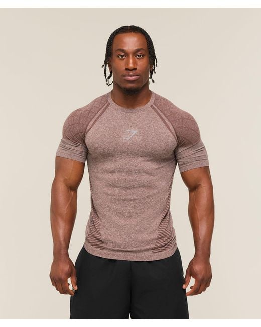 GYMSHARK Red Devant Seamless T-Shirt for men