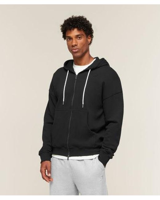 GYMSHARK Black Campus Crest Zip Through Hoodie for men