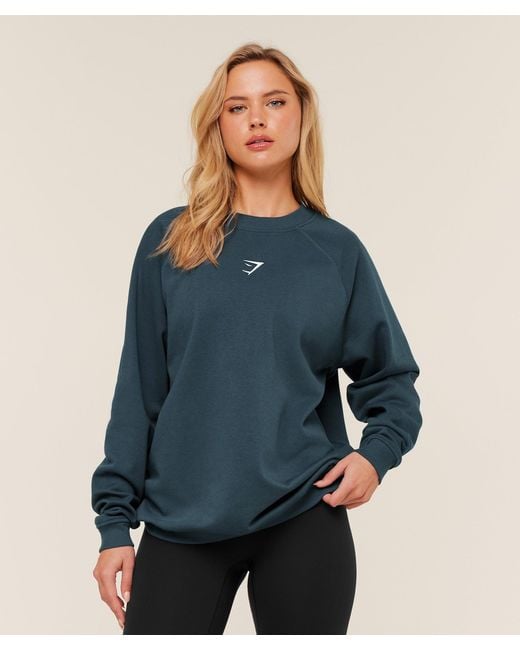 GYMSHARK Blue Training Oversized Fleece Sweatshirt