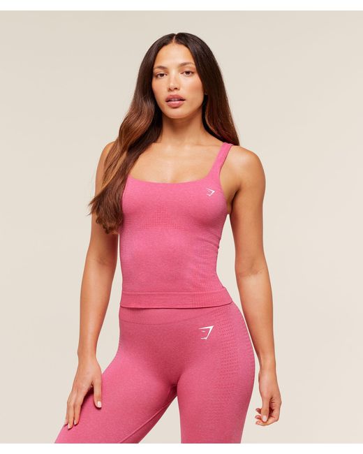 GYMSHARK Pink Vital Tank With Shelf
