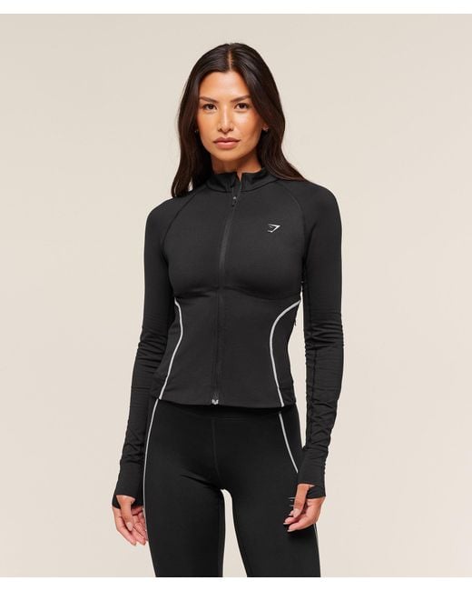 GYMSHARK Black Running Warmth Zip Up Jacket
