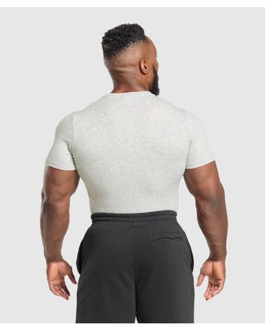GYMSHARK White Ribbed T-Shirt for men