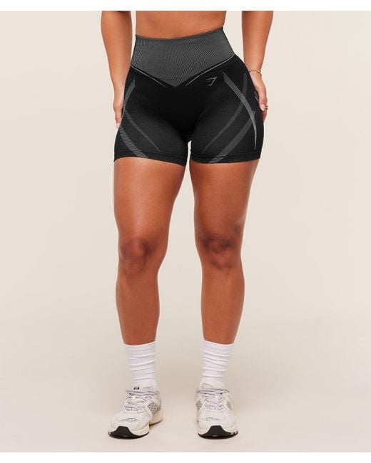 GYMSHARK Black X Analis Seamless Shorts
