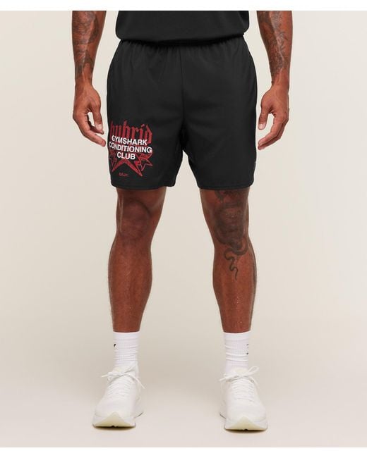 GYMSHARK Black Hybrid Graphic 7" Shorts for men