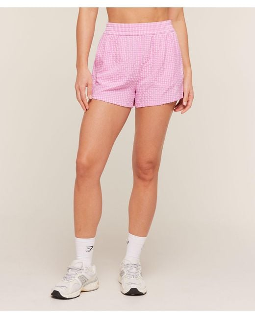 GYMSHARK Pink Gingham Shorts