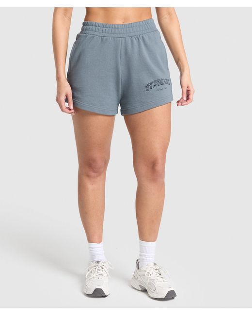 GYMSHARK Blue Campus Classics Graphic Sweat Shorts