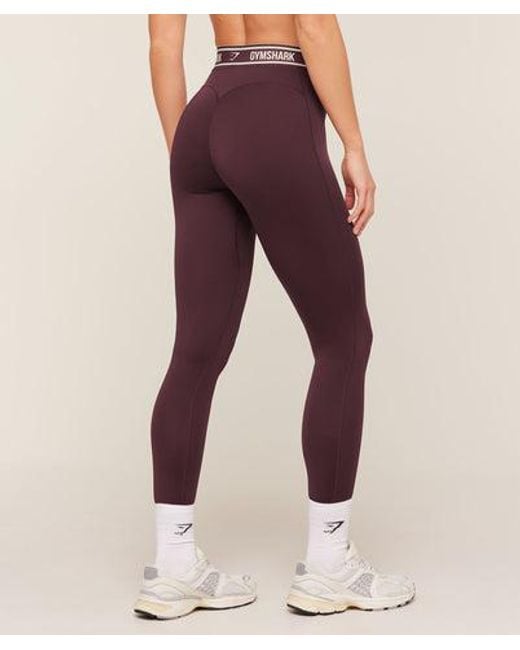 GYMSHARK Purple Waistband Logo Leggings