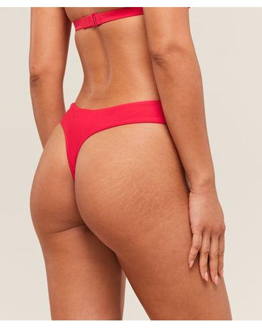 GYMSHARK Red Dipped Front Bikini Thong