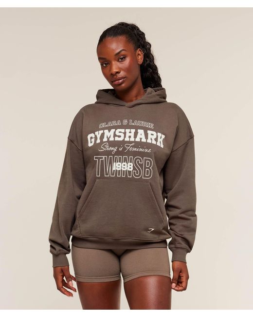 GYMSHARK Brown X Twinsbfit Graphic Hoodie
