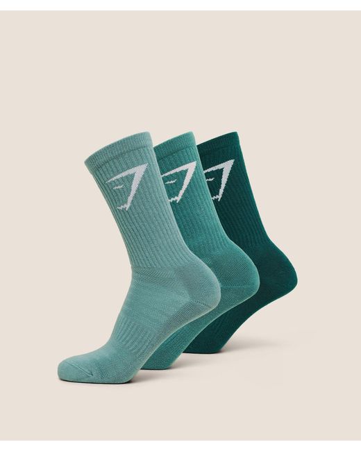 GYMSHARK Green Crew Socks 3Pk
