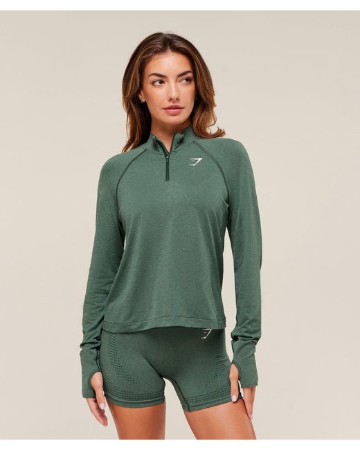 GYMSHARK Green Vital 1/4 Zip