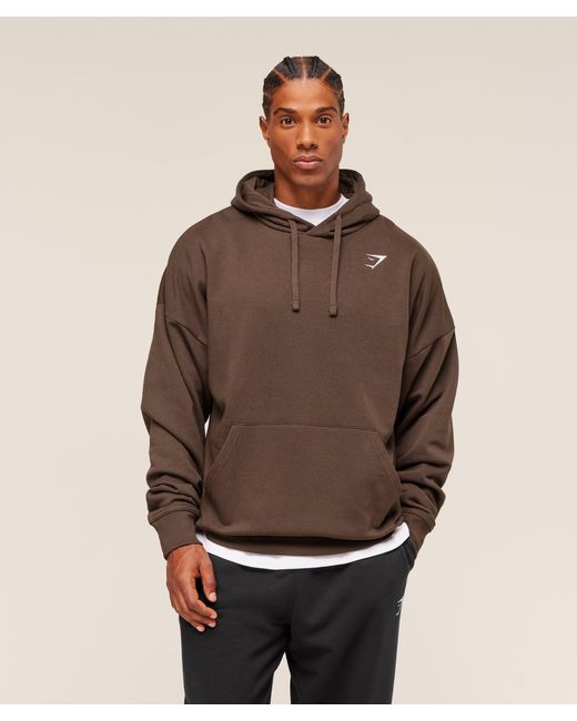 GYMSHARK Brown Crest Oversized Hoodie for men