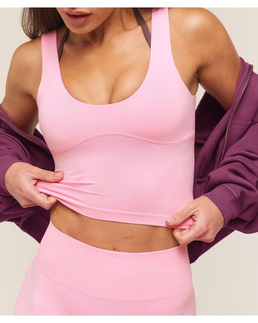 GYMSHARK Pink Everyday Seamless Shelf Tank
