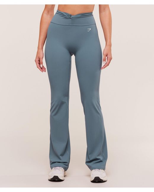 GYMSHARK Blue Twist Front Straight Leg Leggings