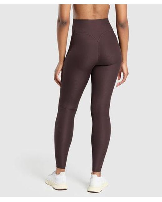 GYMSHARK Brown Ribbed Leggings