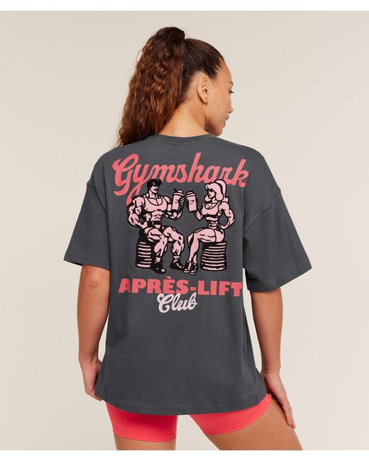 GYMSHARK Blue Après-Lift Club Oversized T-Shirt