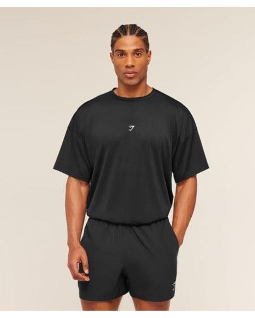 GYMSHARK Black Gsrc Stencil Graphic T-Shirt for men