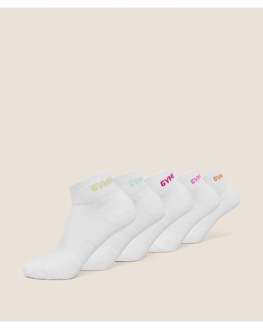 GYMSHARK Natural Quarter Socks 5Pk