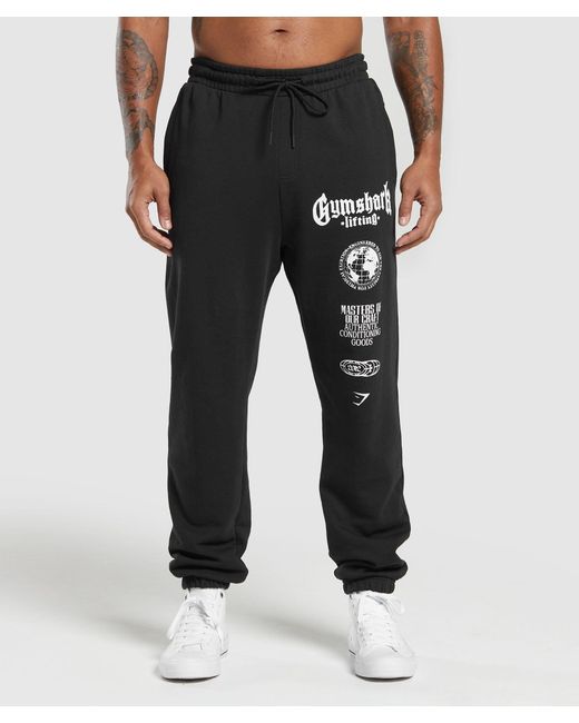 GYMSHARK Black Global Lifting Oversized Essential Joggers for men