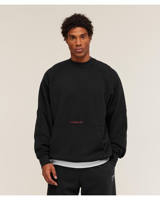 GYMSHARK Black Premium Heavyweight Crew for men