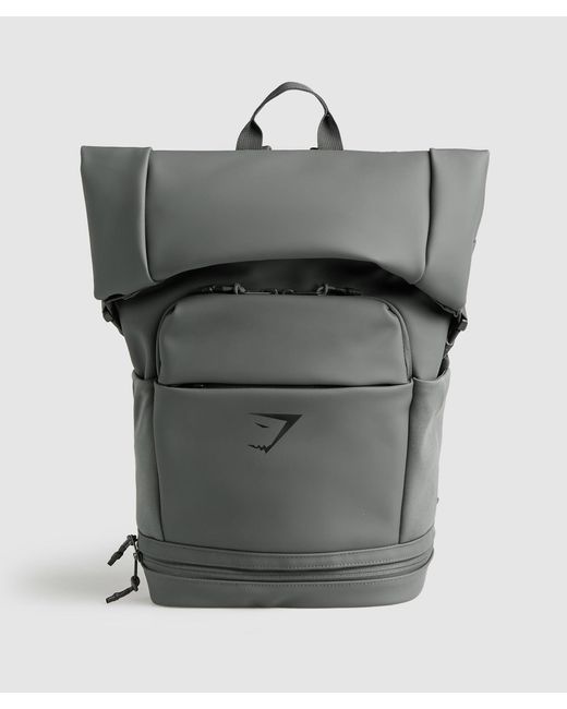 GYMSHARK Gray Sleek Backpack Roll Top