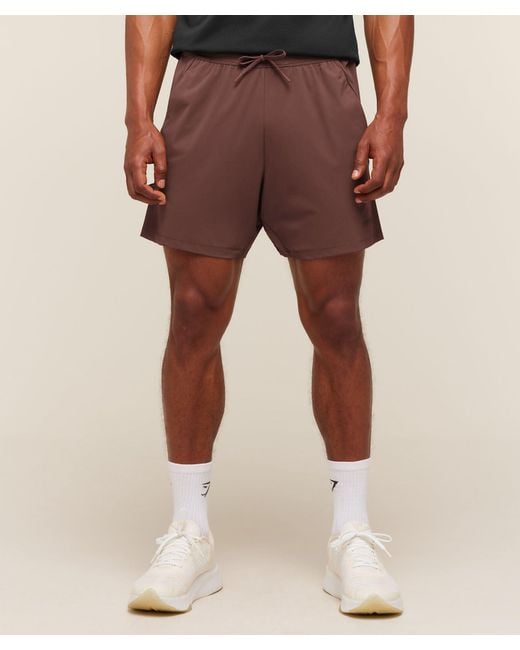 GYMSHARK Brown Active Rest 6" Shorts for men