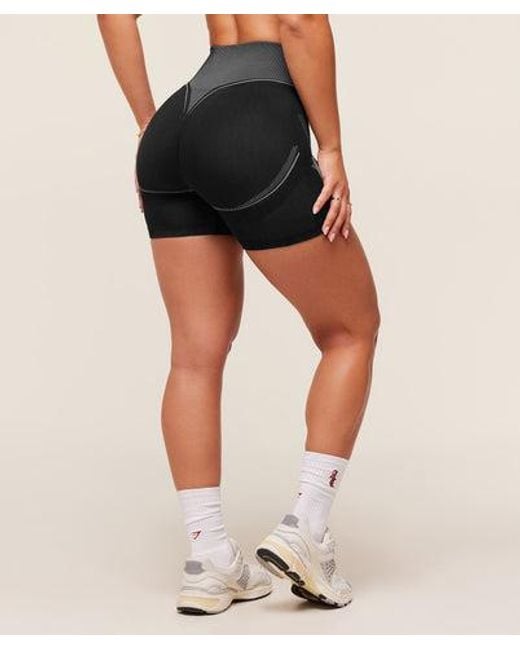 GYMSHARK Black X Analis Seamless Shorts