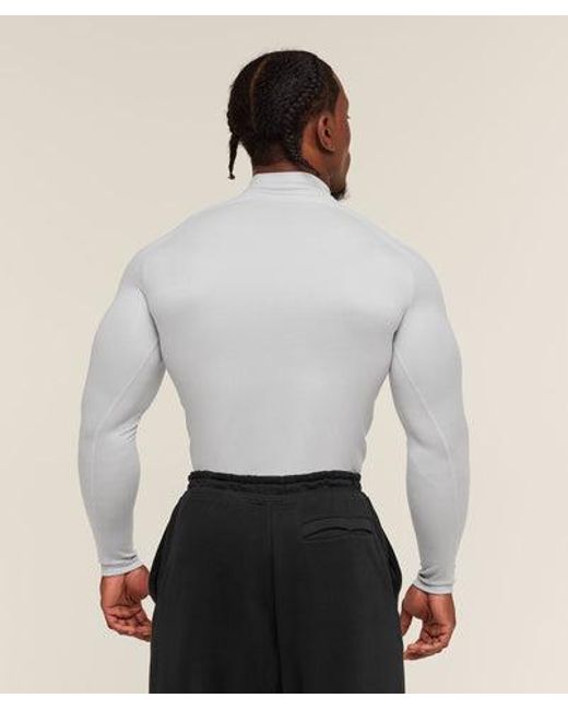 GYMSHARK White Element Baselayer Mock Neck Long Sleeve T-Shirt for men