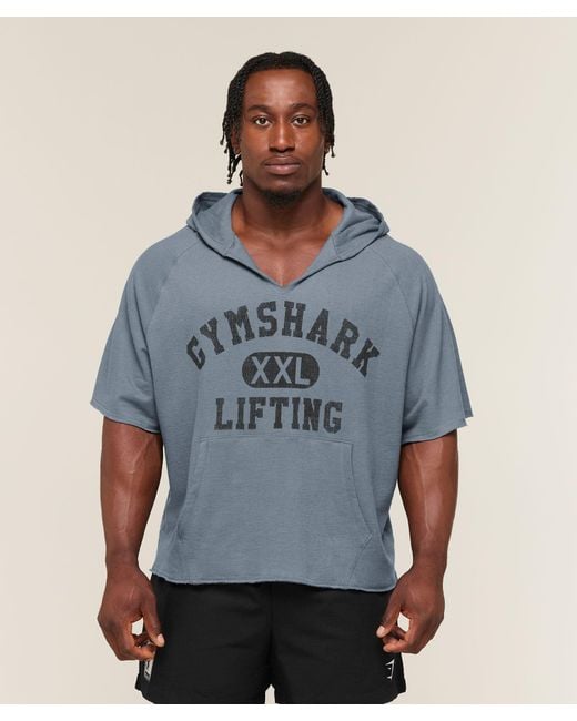 GYMSHARK Blue Summer Pump Cover Short Sleeve Hoodie for men