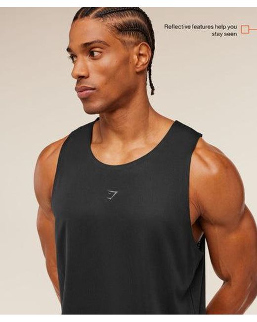 GYMSHARK Black Hybrid Engineered Jacquard Tank for men