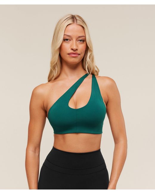 GYMSHARK Green One Shoulder Sports Bra