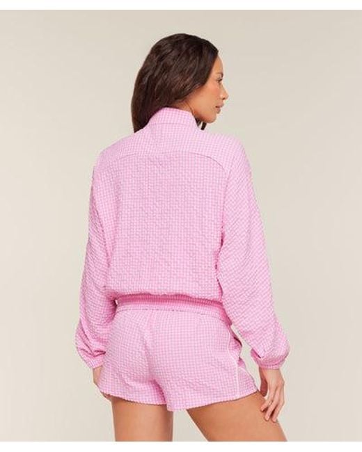 GYMSHARK Pink Gingham Track Jacket