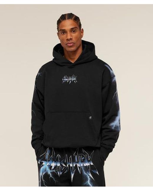 GYMSHARK Black Eagle Band Style Graphic Hoodie for men