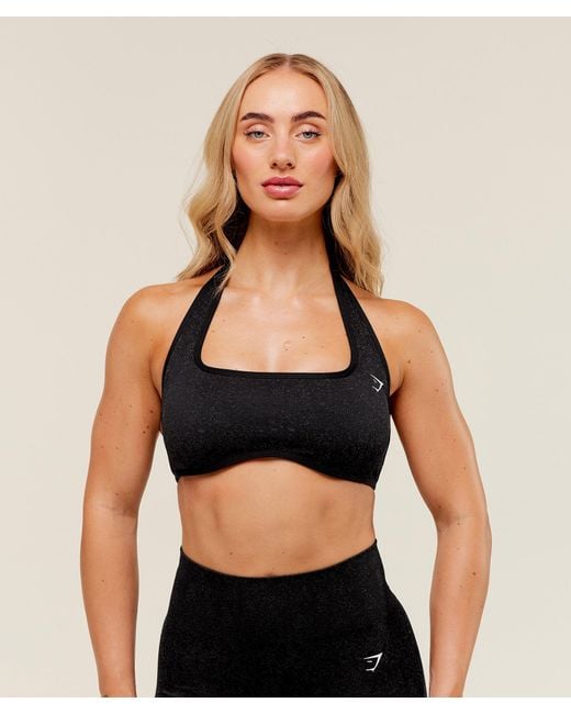 GYMSHARK Black Adapt Fleck X Whitney Halterneck Sports Bra
