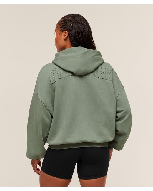 GYMSHARK Green Power Washed Oversized Hoodie