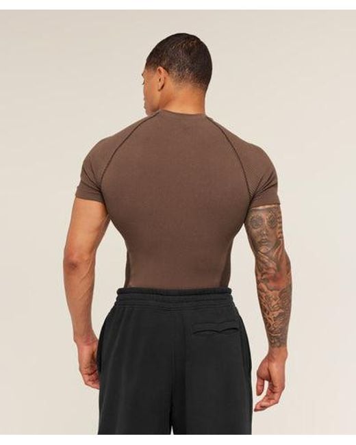GYMSHARK Brown Physique T-Shirt for men