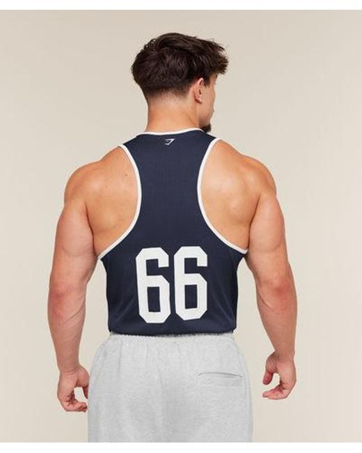 GYMSHARK Blue Collegiate Tech Tank for men