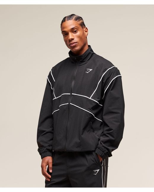 GYMSHARK Blue Retro Crinkle Track Jacket for men