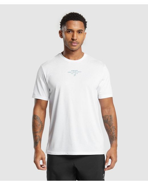 GYMSHARK White Conditioning Goods T-Shirt for men