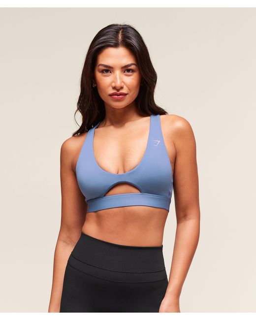 GYMSHARK Blue Peek A Boo Sports Bra