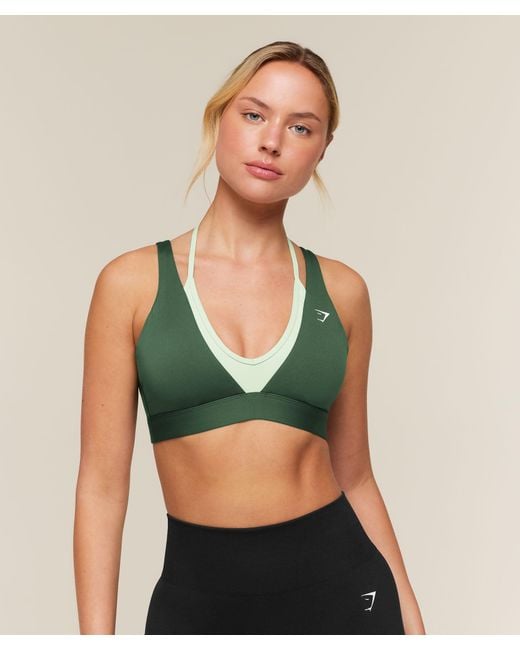 GYMSHARK Green Double Layer Medium Support Sports Bra