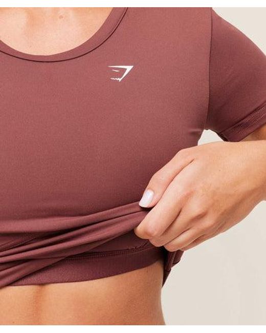 GYMSHARK Red Crossover Midi Top With Shelf