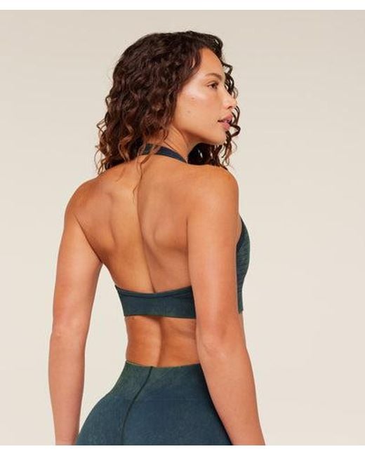 GYMSHARK Blue Steel Seamless Halter Neck Bra