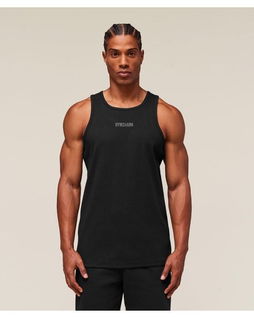 GYMSHARK Black Premium Ribbed Tank for men