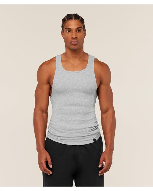 GYMSHARK Gray Ribbed Tank 1Pk for men