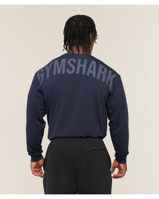 GYMSHARK Blue Power Long Sleeve T-Shirt for men
